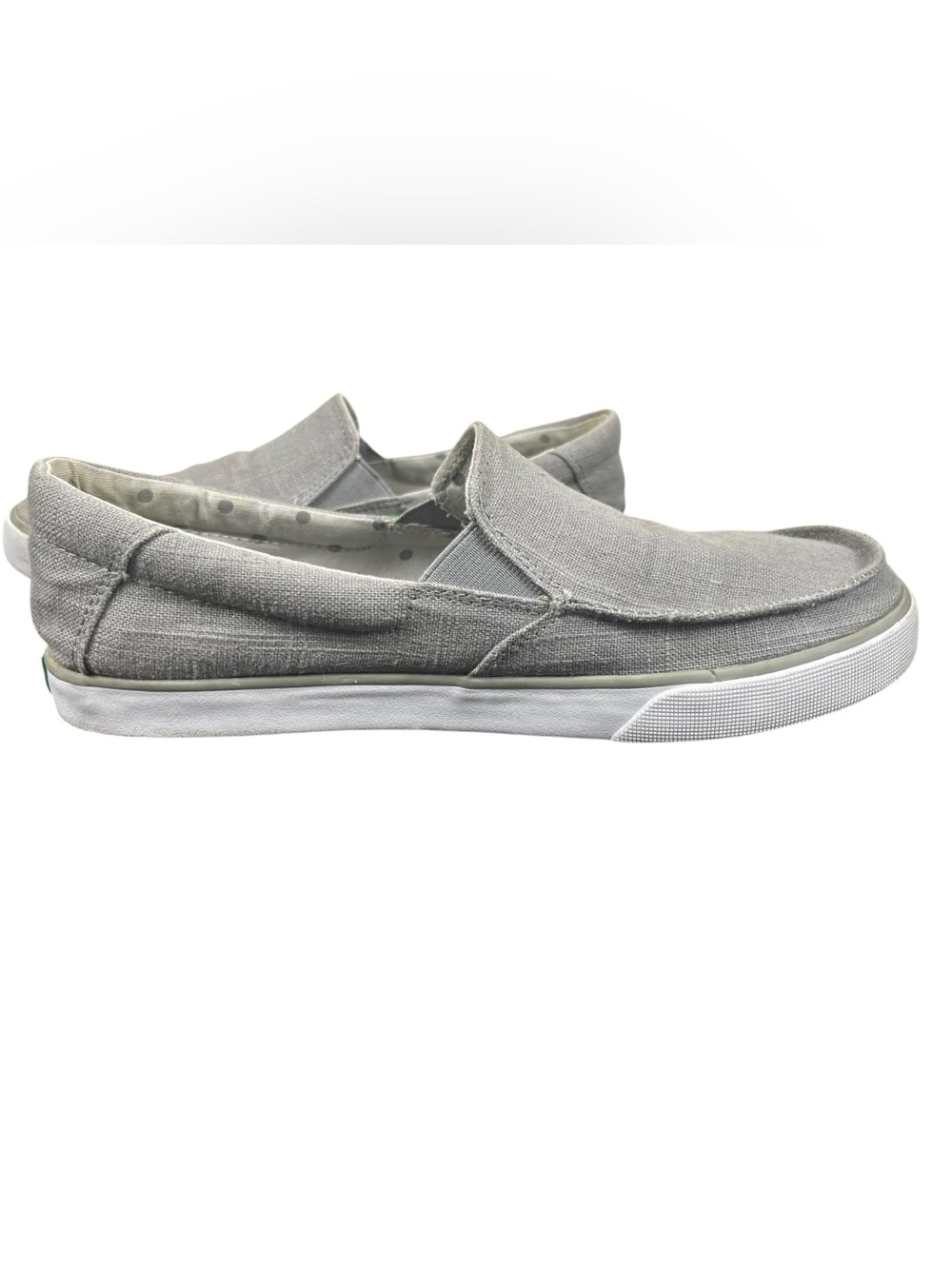 Sanuk Gray Canvas Slip-On Men Shoes with Green Brand Tab size 8 - Picture 4 of 7